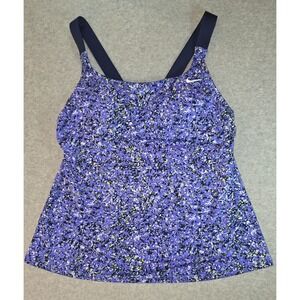 Nike Women's Purple Floral Print Swim Tank Top with Crossback Straps Size M